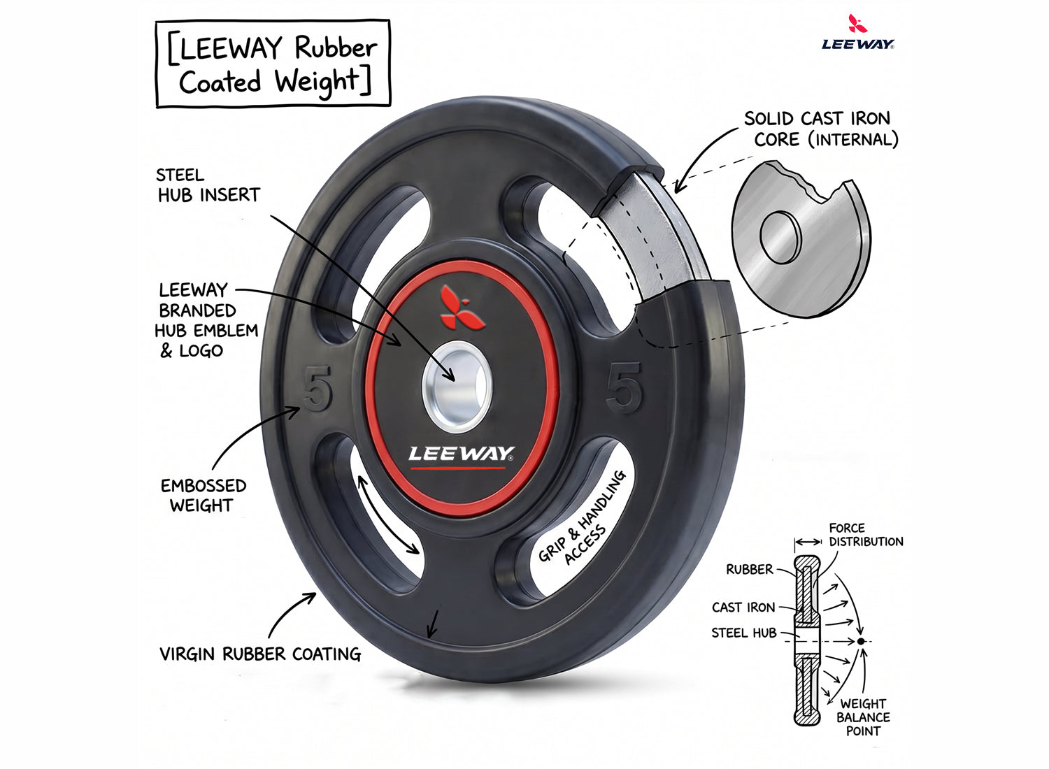 4 Cut Rubber Weight Plates Combo Info2