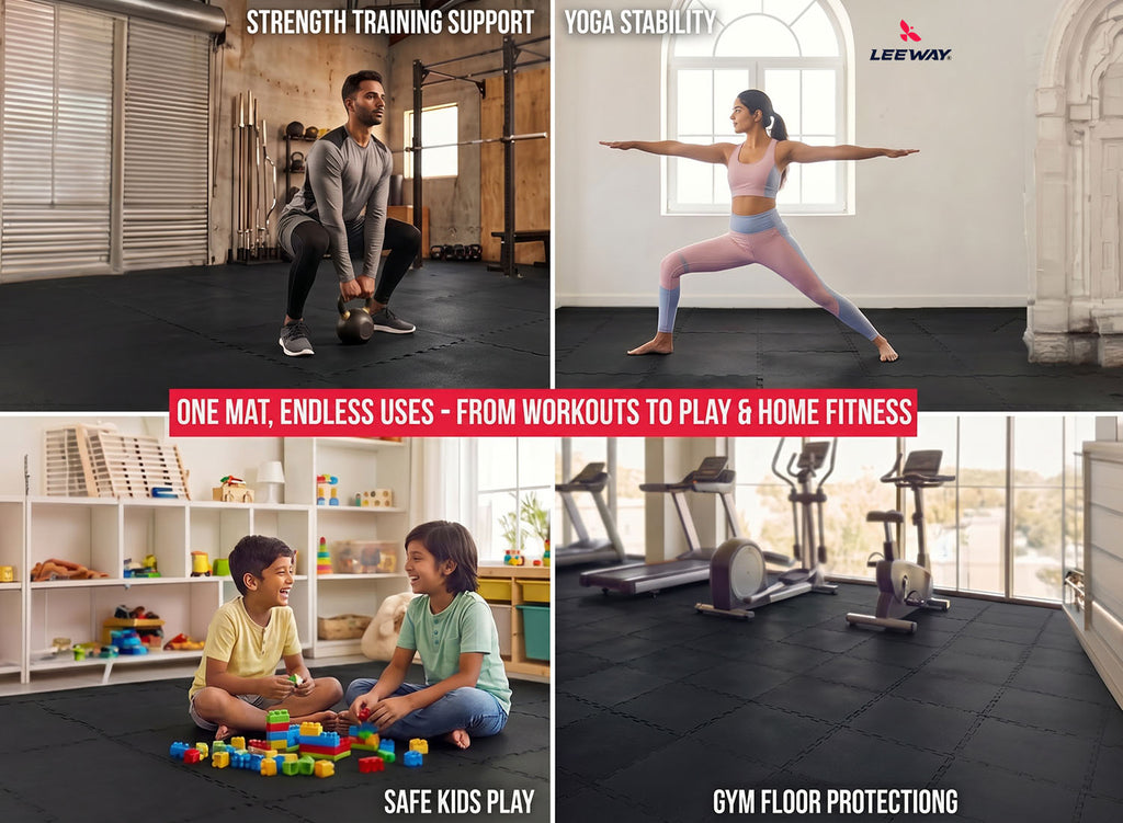 Black Rubber Gym Tiles