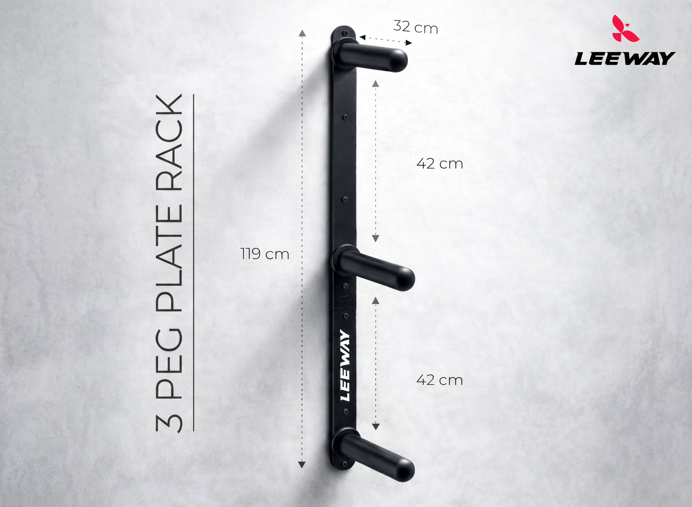 Wall Mounted Weight Plate Holder 3 Peg