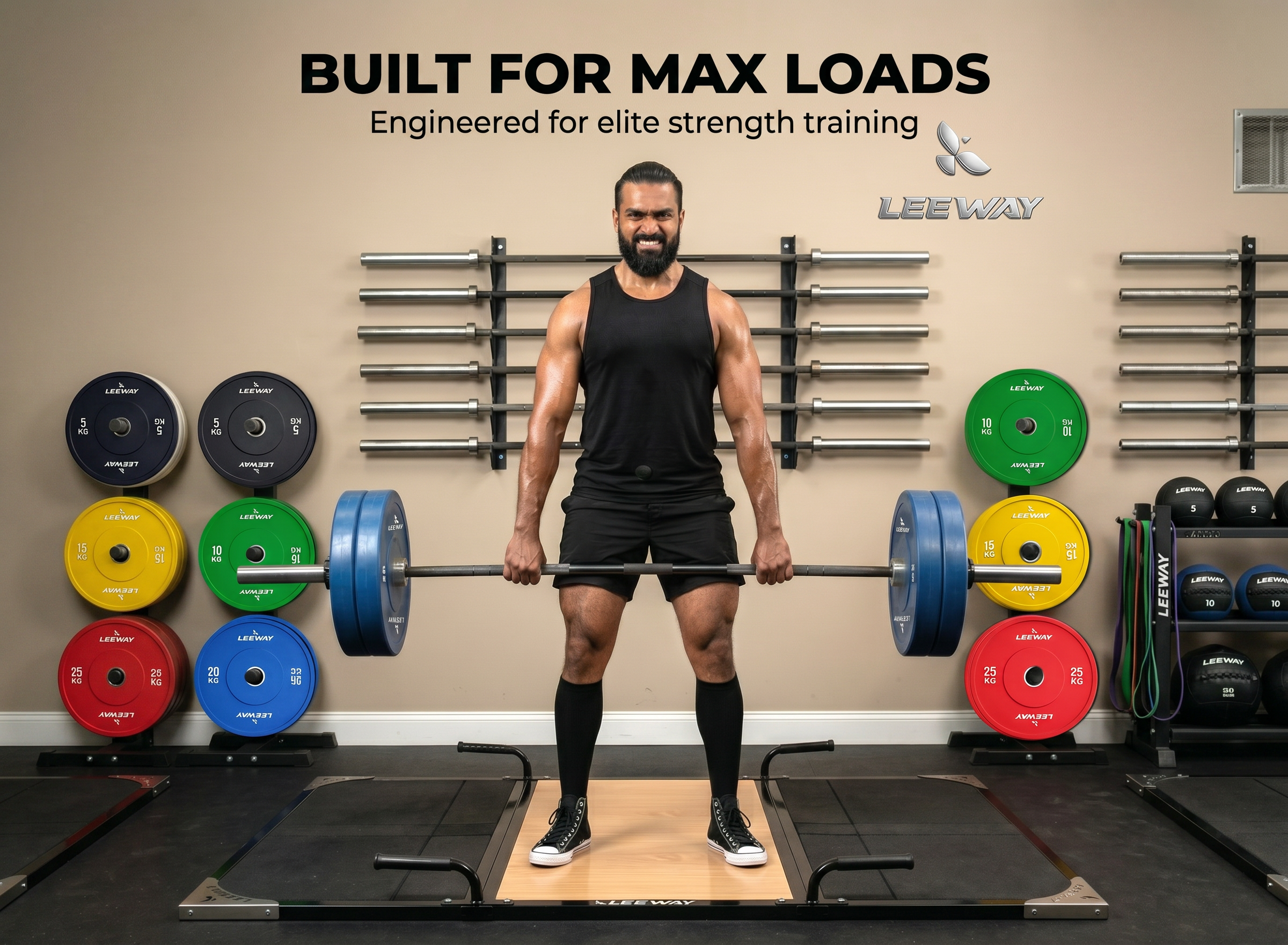 Home Deadlift Platform with Rubber Mat 