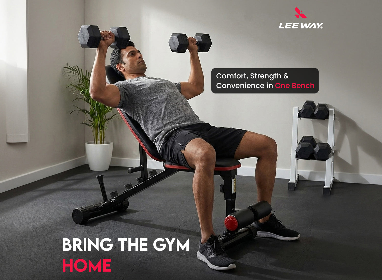 Leeway Fitness Incline Flat Gym Bench
