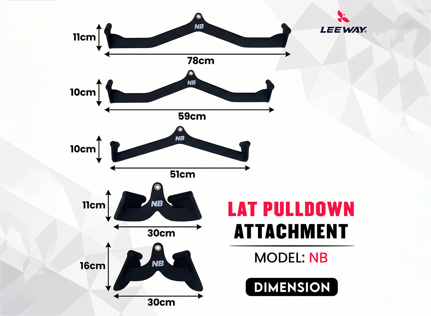 Leeway Fitness Lat Pulldown Handle Set Dimension