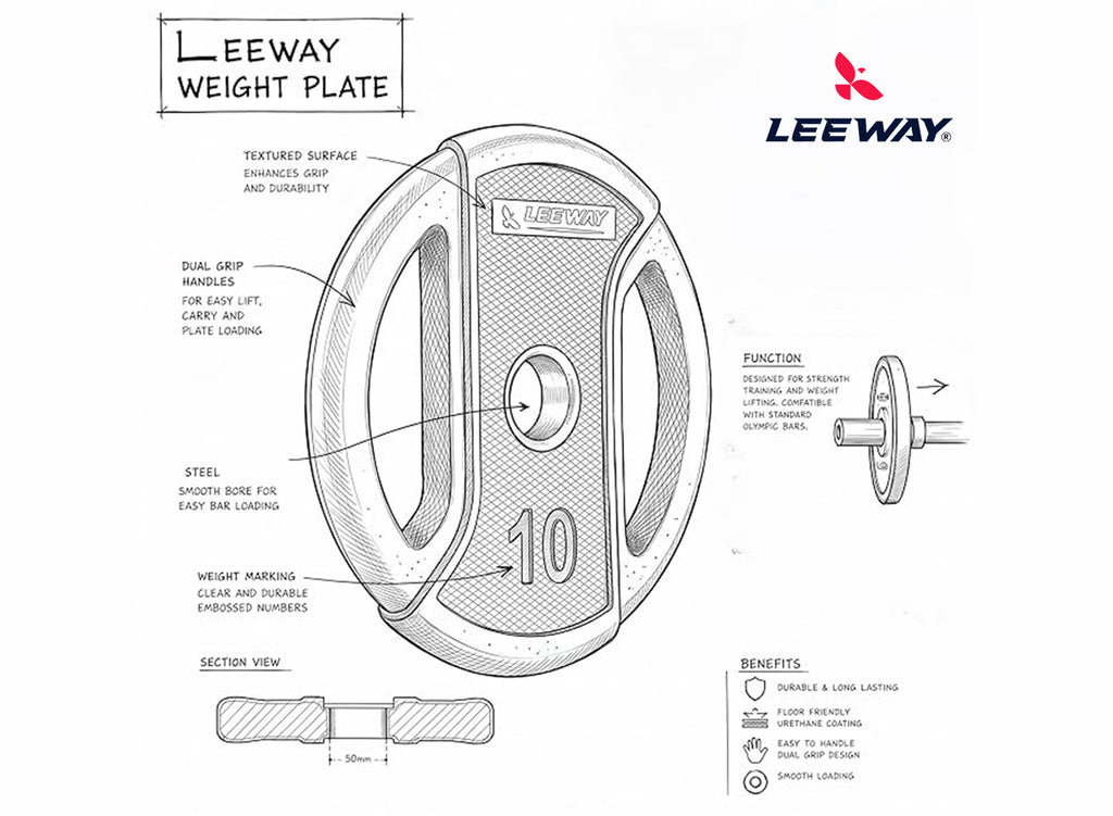 Leeway Fitness Olympic Bar Combo Set with Plate