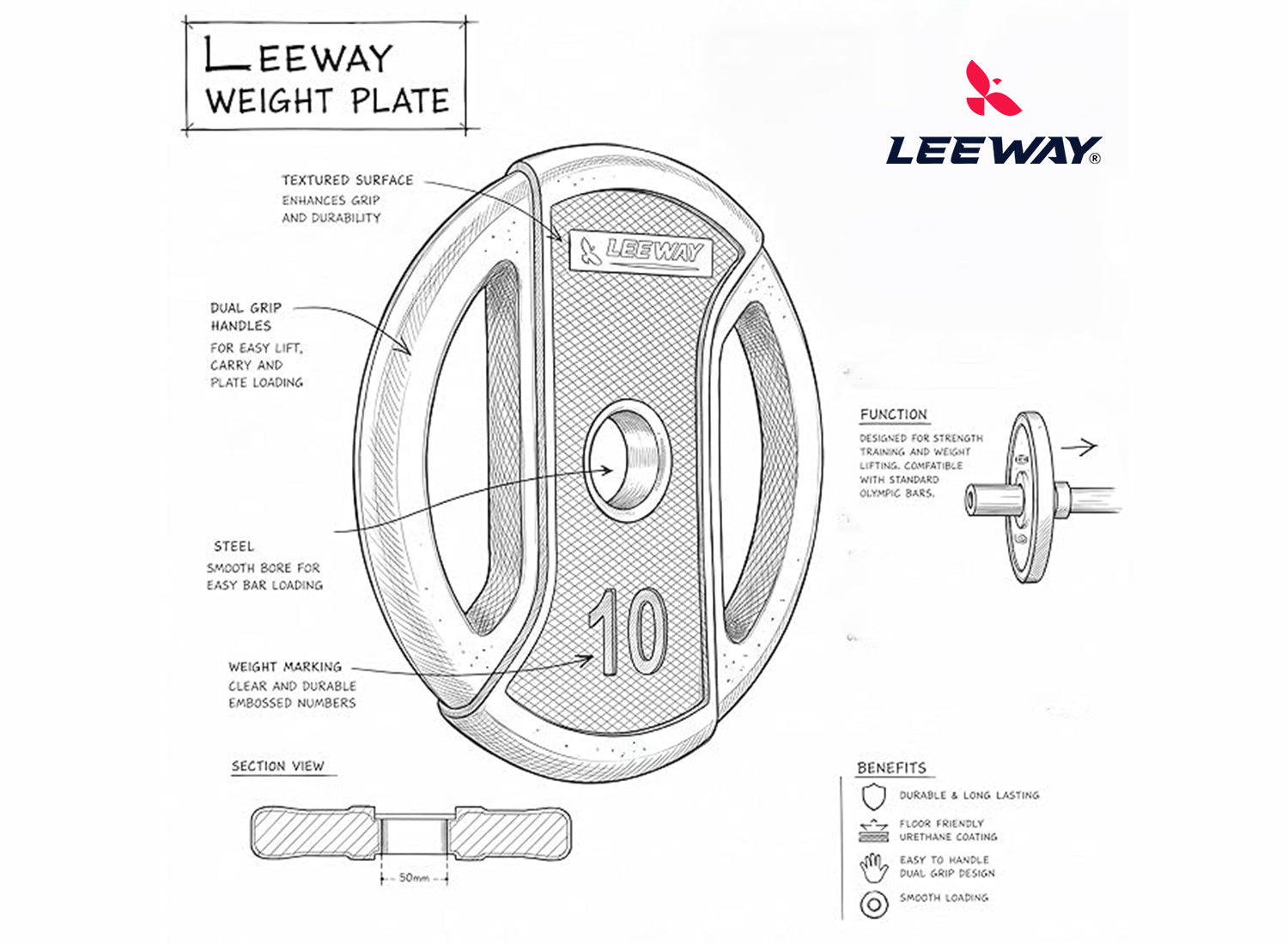 Leeway Fitness Olympic Bar Combo Set with Plate