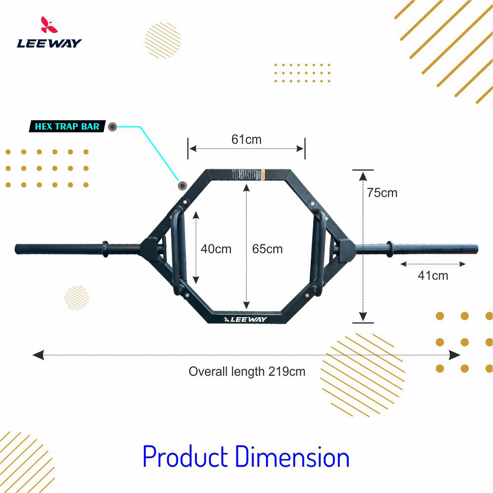 Dimension of Hex Trap Bar - Leeway Fitness Gym Equipments