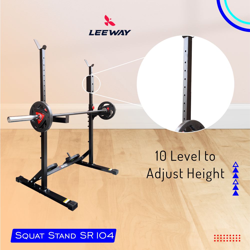 Home Squat Rack 10 Level Adjust Height - Leeway Fitness