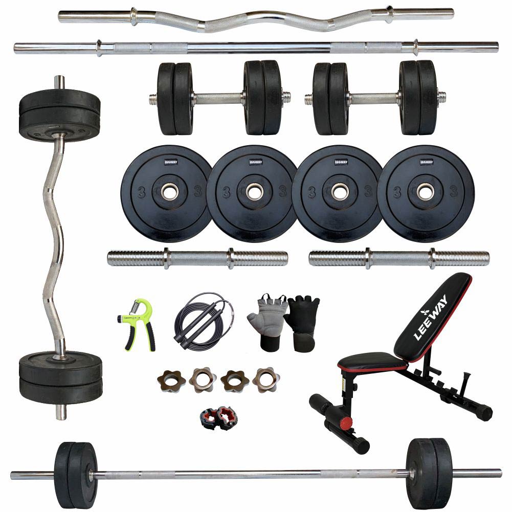 HASHTAG FITNESS 20 in 1 Home Gym Bench with 50 kg rubber Home Gym  Equipments & Combo kit