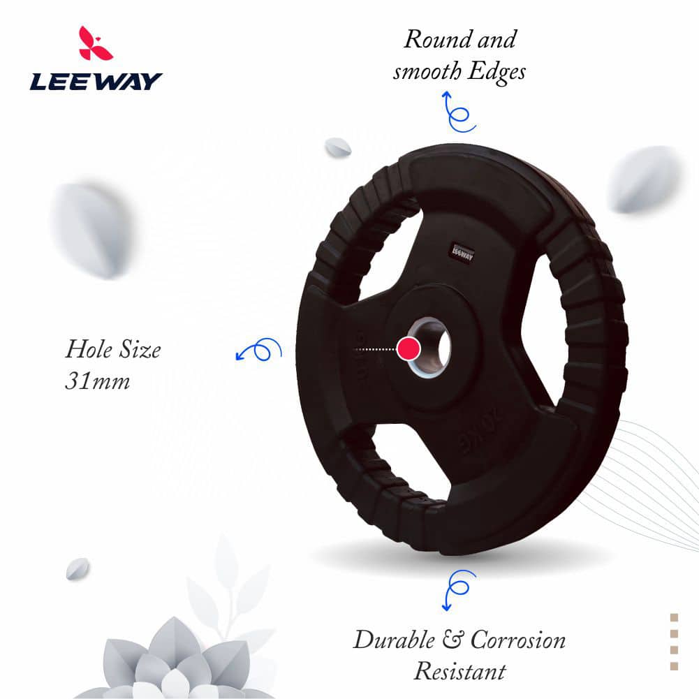 Features - Finger Cut Three Cut Weight Plate - Leeway Fitness