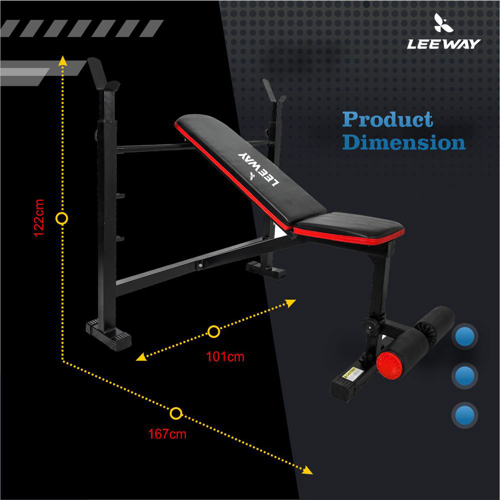 Gym Bench Adjustable LF90 - Dimension - Leeway Fitness