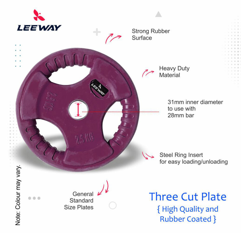 Rubber weight plate features - leeway Fitness