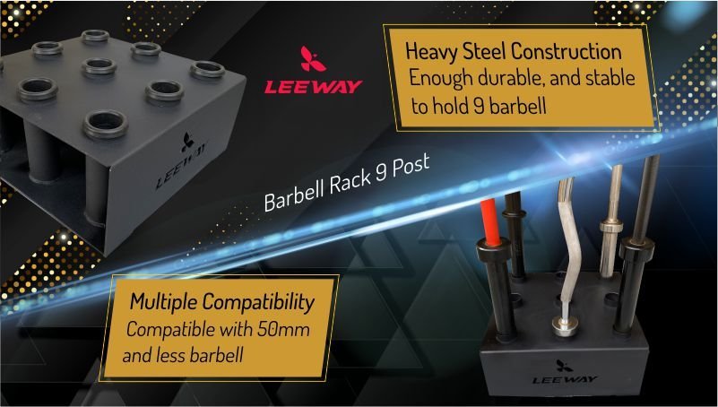 Heavy and Durable Barbell Rack 9 Post - Leeway Fitness