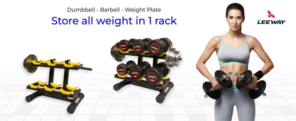 Dumbbell stand for home - Store Dumbbell, Barbell, and Weight Plate - Leeway Fitness