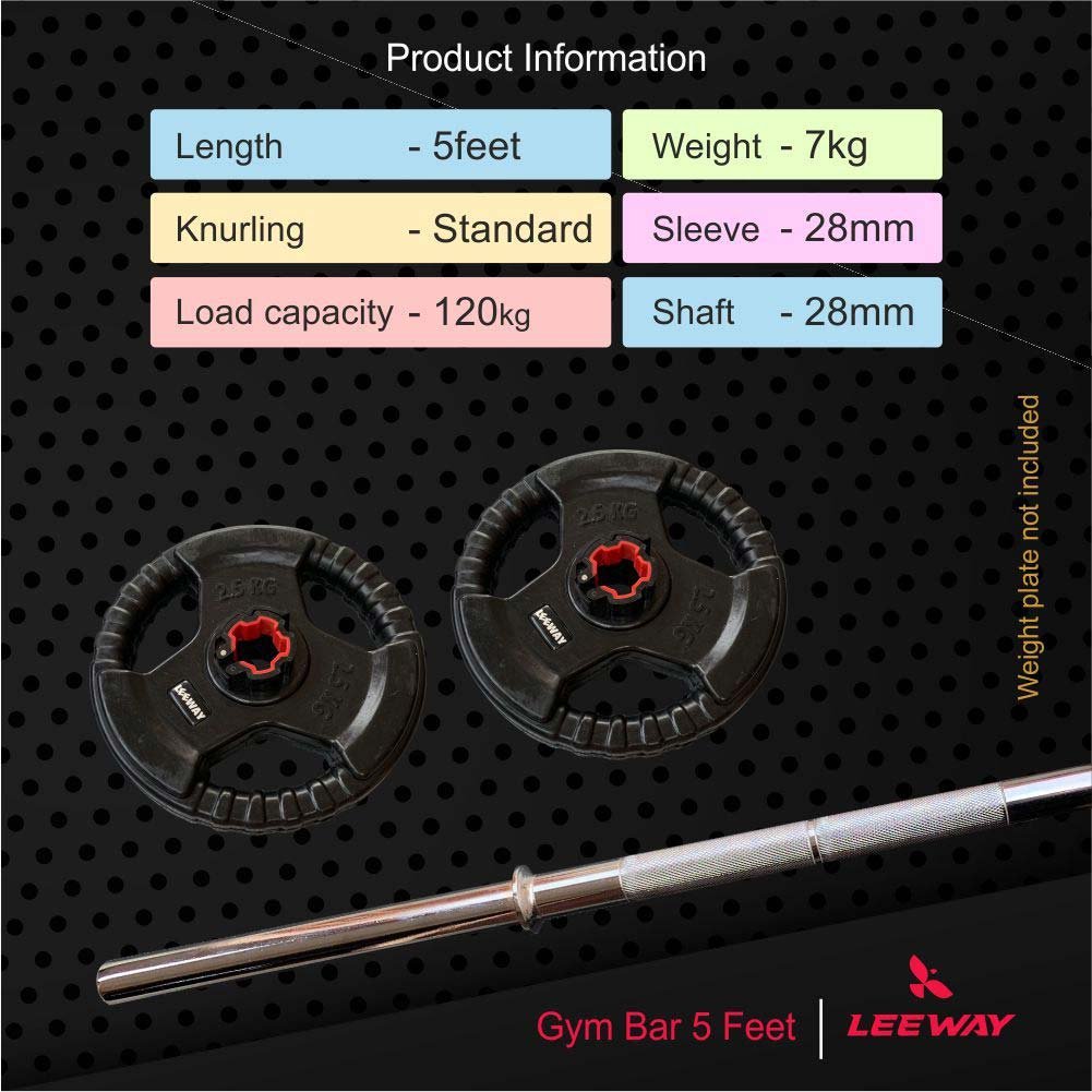 Production Information about Gym Bar 5 feet - Leeway Fitness