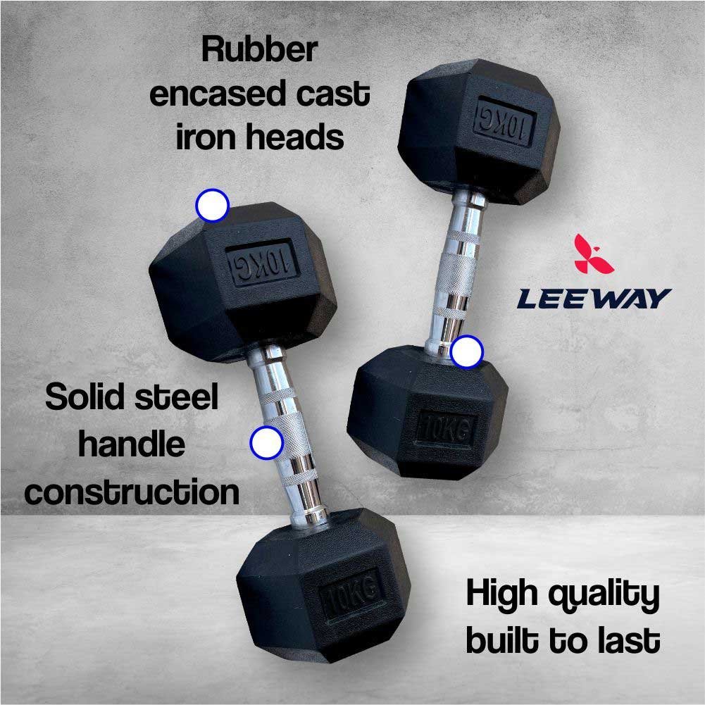 Key Features Dumbbells set rubber - Leeway Fitness