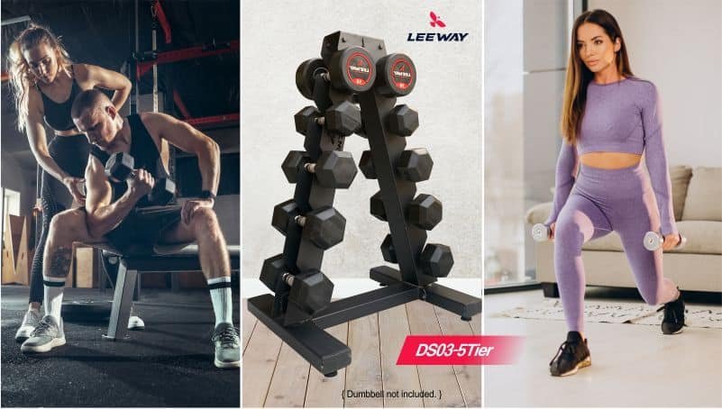 Dumbbell rack for home gym and commercial gym A structure dumbbell stand Ergonomics Design Dumbbell Stand - Leeway Fitness