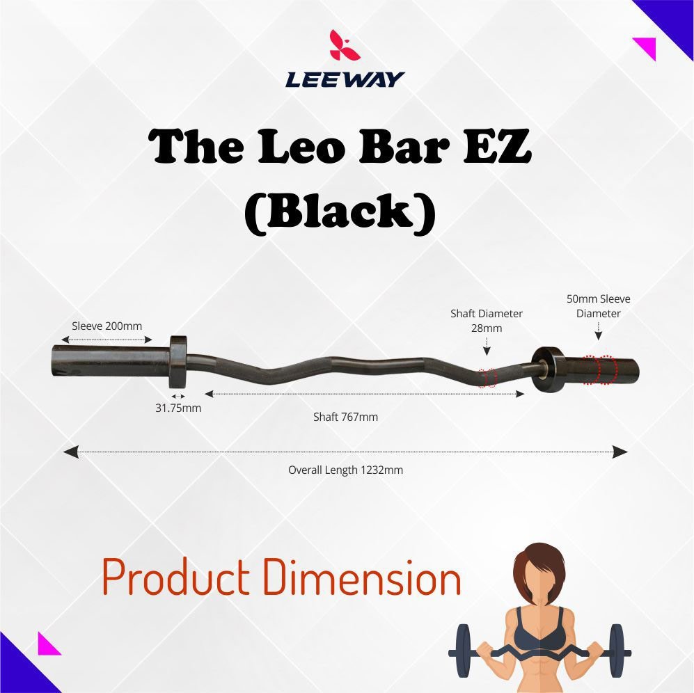 Dimension - The Leo Bar EZ Black - Barbell - Leeway Fitness